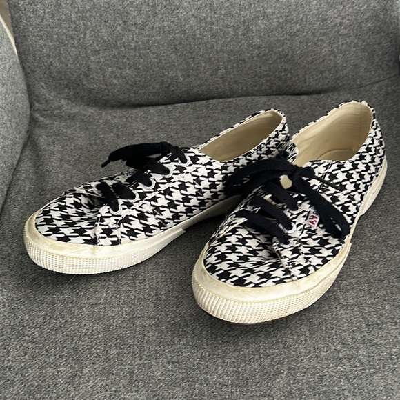 Superga black & white Houndstooth sneakers size 38 - Picture 3 of 7
